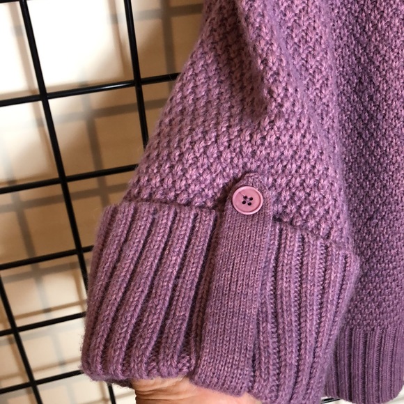 Talbots M Purple Cowl Neck Heavy Knit Sweater Drop Shoulder Warm & Cozy - Picture 5 of 9
